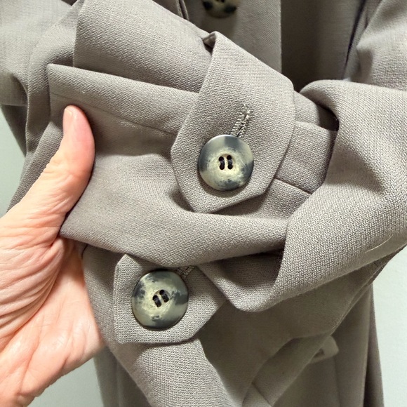 Vintage Holt Renfrew Wool blend Taupe Trench Coat with Waist Belt - Picture 8 of 10